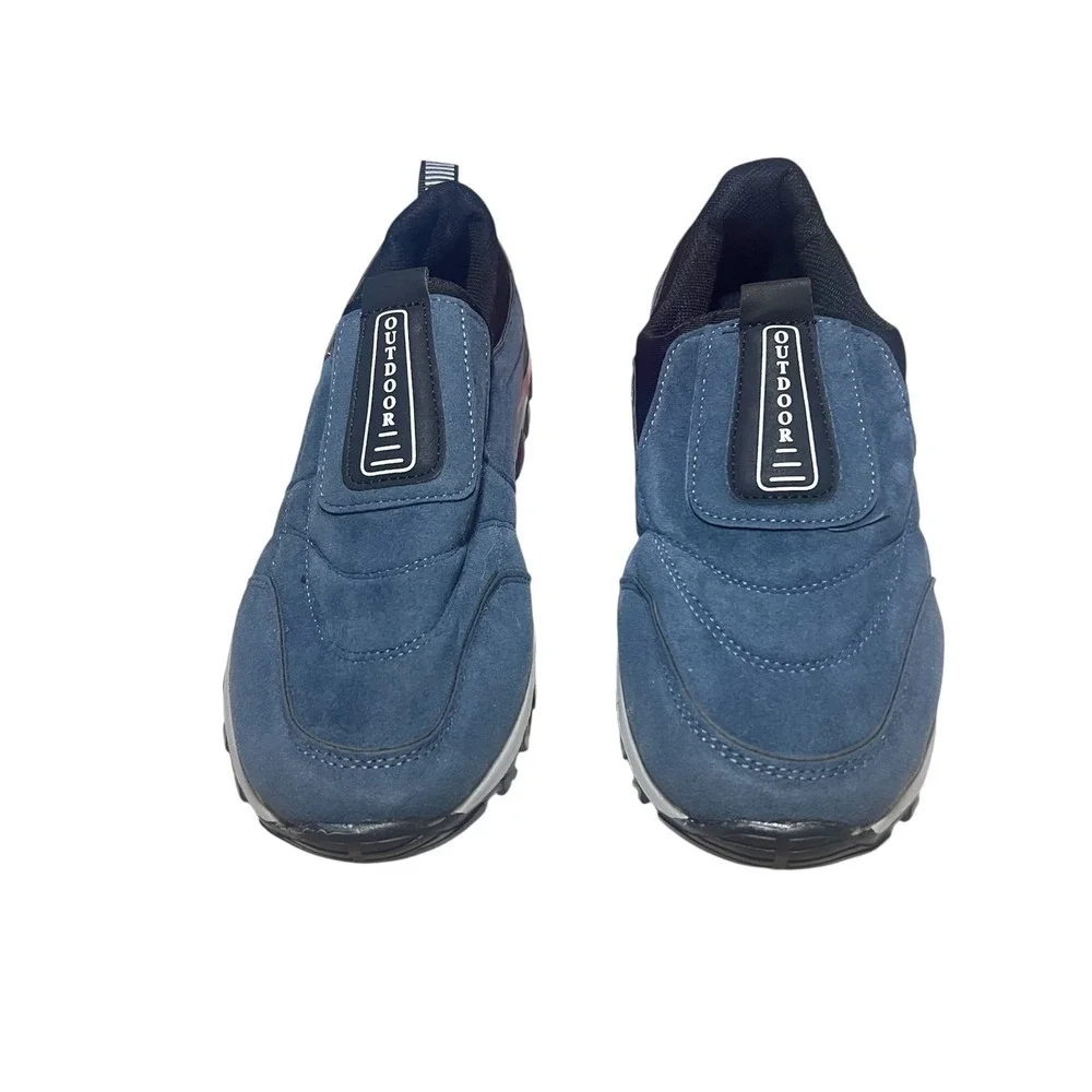 Mens Blue Suede Slip On Shoes Size 38/ US 6.5 Athletic‎ Hiking Walking Sneakers